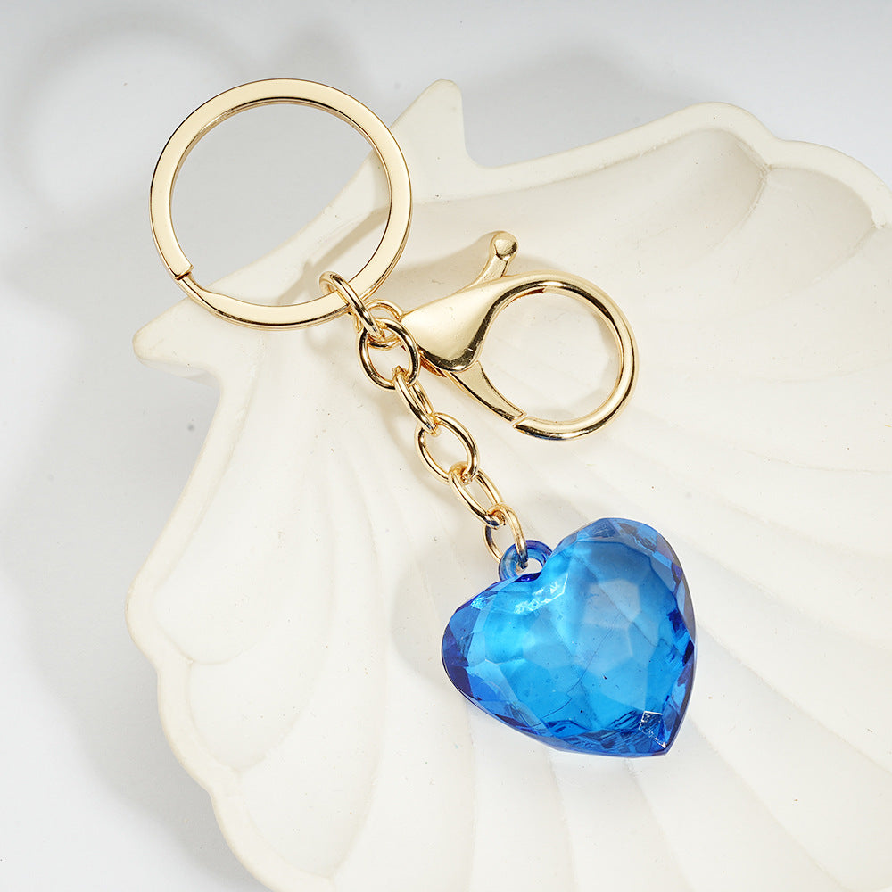 Transparent Heart-Shaped Imitation Crystal Acrylic Peach Heart Pendant Keychain Heart-Shaped Bag Charm
