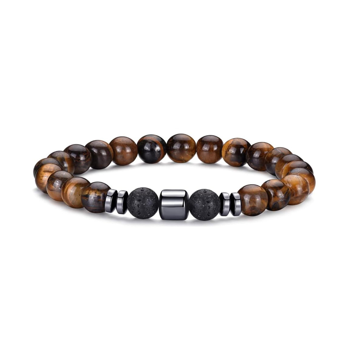 New European and American Trendy Jewelry: Gravel Bead Bracelet, Pink Crystal, Tiger Eye, Agate Stone Combination Set, Elastic Bracelet