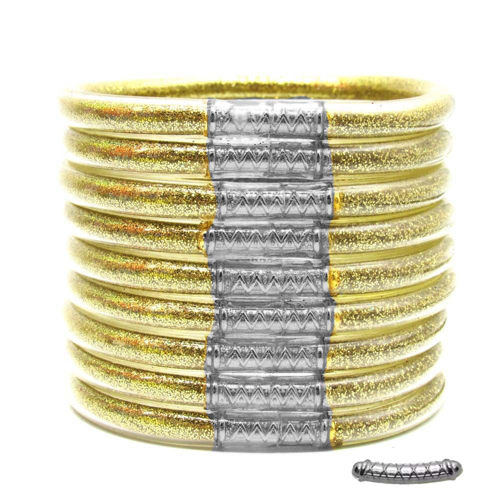 Cross-Border Hot-Selling 9-Layer Pvc Silicone Tube Gold Powder Bracelet Jelly Bangles Women's Bracelet Mixed Batch