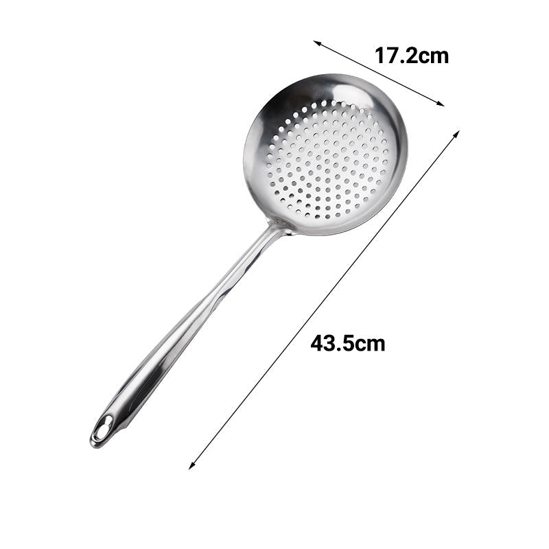 Stainless steel spatula soup spoon Colander household kitchen cooking frying shovel Spoon hot pot spoon stainless steel double line kitchenware suit