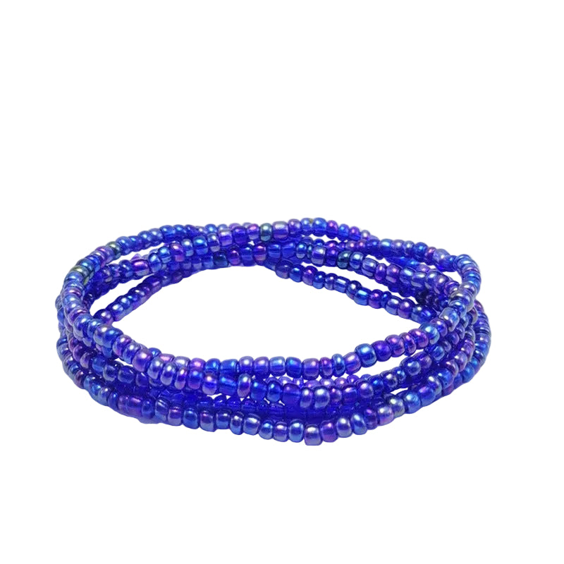 Body Chain with Glass Seed Beads, Fashionable Magic Hand Fish Pendant Accessories, Elastic Handmade Beaded Jewelry Waist Chain