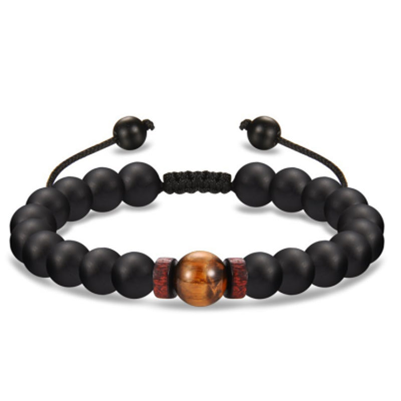 Popular Amazon European and American Men's Fashion Set, Stylish Tiger Eye Volcanic Stone Bracelet, White Pine Snowflake Bracelet, Versatile Accessories