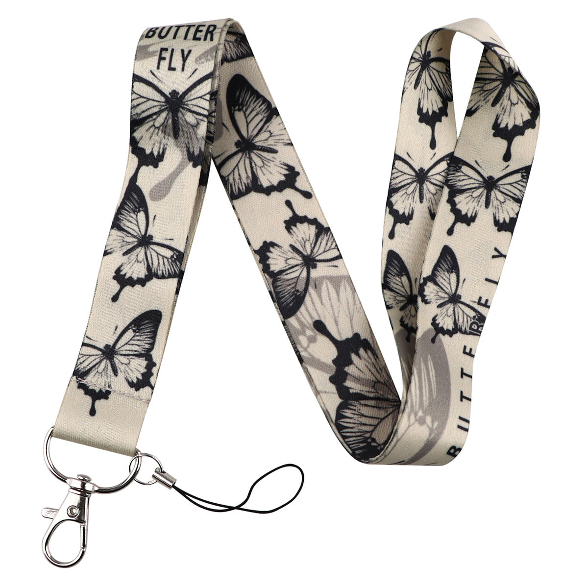 New Retro High-grade Butterfly Lanyard Card Set Ribbon Student Daily Simple Hanging  Combination Work Card Mobile Phone