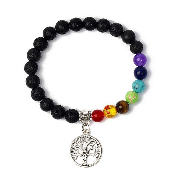 8mm black stone volcanic stone tag life tree shining stone lapis lazuli yellow tiger eye stone yoga bracelet supply d32