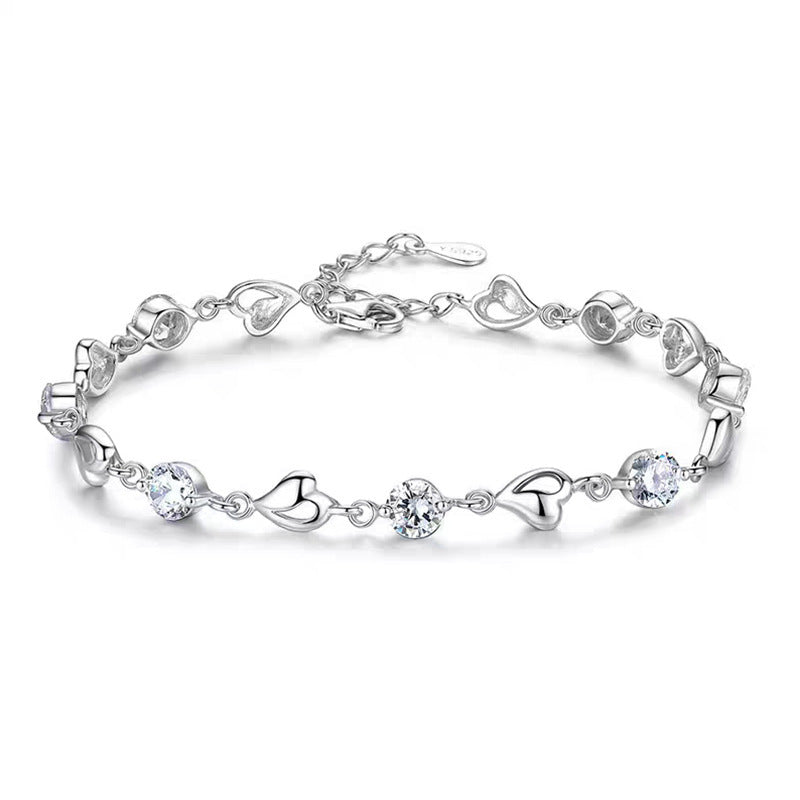 Cross-Border New Heart-Shaped Bracelet for Women, Korean Version, Simple Bestie Student Forest Style Personalized Jewelry, Birthday Gift for Girlfriend