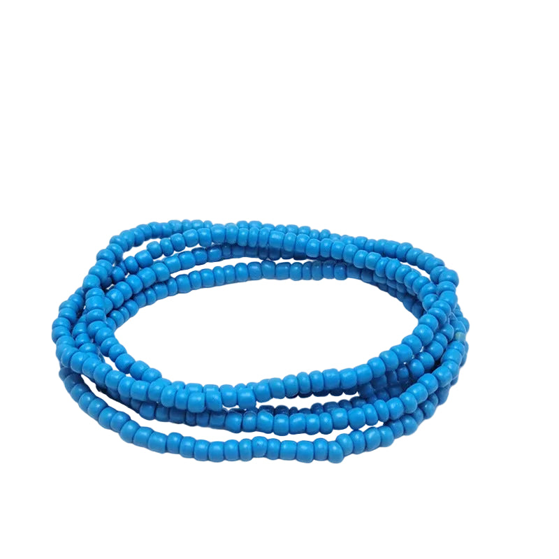 Body Chain with Glass Seed Beads, Fashionable Magic Hand Fish Pendant Accessories, Elastic Handmade Beaded Jewelry Waist Chain