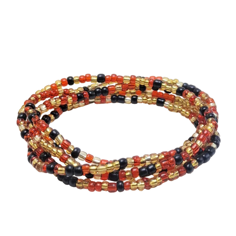 Body Chain with Glass Seed Beads, Fashionable Magic Hand Fish Pendant Accessories, Elastic Handmade Beaded Jewelry Waist Chain
