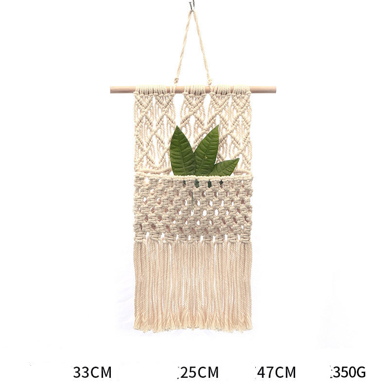Bohemian Hand-Woven Cotton Rope Tapestry White Cotton Decorative Tapestry Amazon Bedroom Home Retro Style