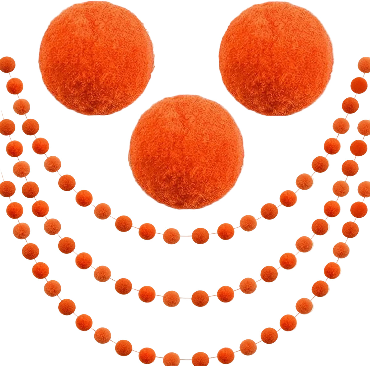 3-piece set of Halloween-themed ins-style pom-pom garlands for party