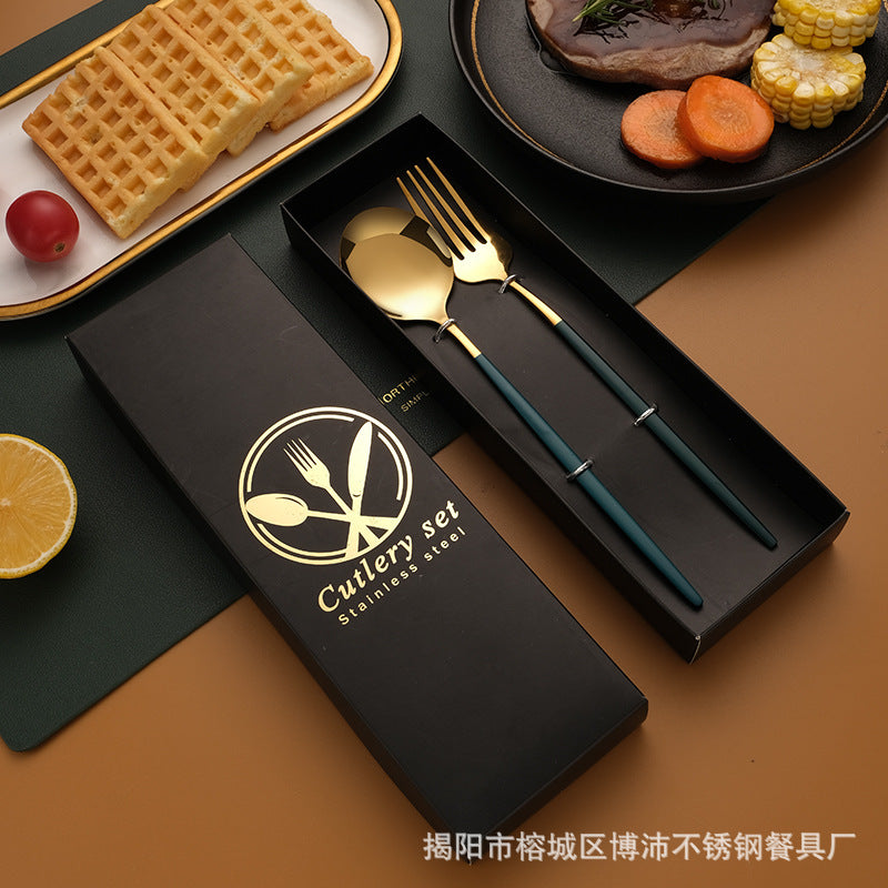 Stainless Steel Tableware Gift Box suit Portuguese Steak Knife and Fork Spoon Chopsticks Two-piece Western Tableware Gift Box