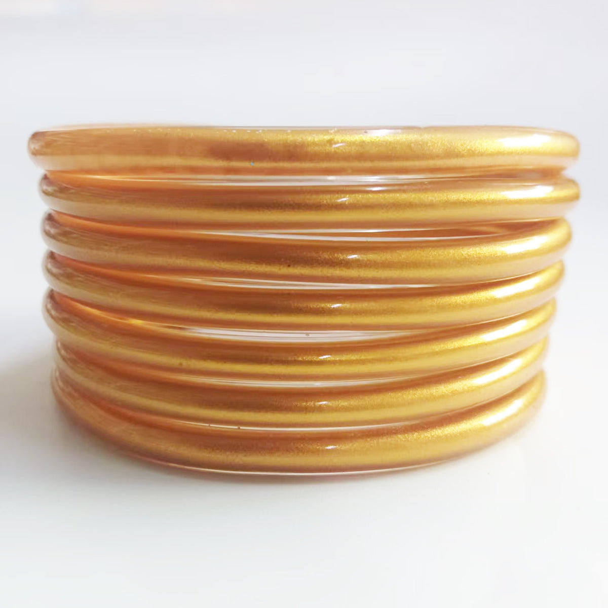7-Layer Plastic Silicone Bracelets Gold Foil Jelly Bangles Multi-Layer Silicone Gold Foil Paint Bracelets Factory Direct Sales