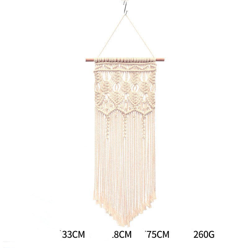 Bohemian Hand-Woven Cotton Rope Tapestry White Cotton Decorative Tapestry Amazon Bedroom Home Retro Style