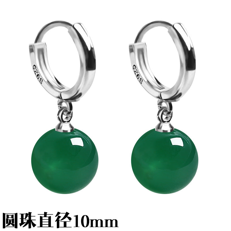 Silver-Plated Earrings Imitation 925 Natural Agate Pearl Earrings Long Female Korean Style Fashion Popular Earrings Jewelry Earrings