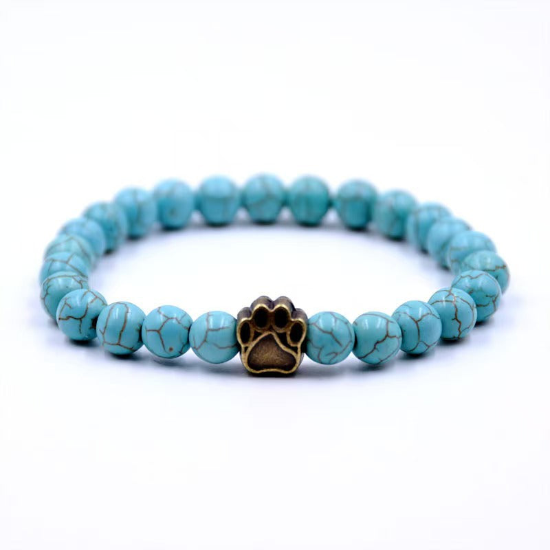 Direct manufacturer, popular on AliExpress: 8mm tiger eye stone, white turquoise, dog paw transparent elastic cord bracelet