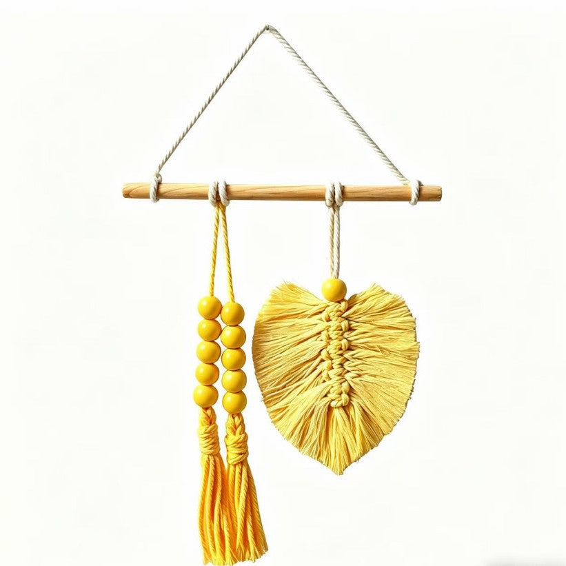Creative Hand-Woven Cotton Rope Leaf Tapestry Bohemian Style Home Wall Decoration Room Wall Hanging Illustration Children