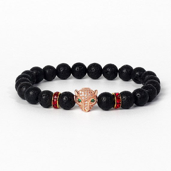 8mm frosted stone  zircon leopard head volcanic stone synthetic turquoise weathering agate beaded bracelet c46