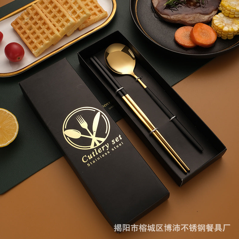 Stainless Steel Tableware Gift Box suit Portuguese Steak Knife and Fork Spoon Chopsticks Two-piece Western Tableware Gift Box
