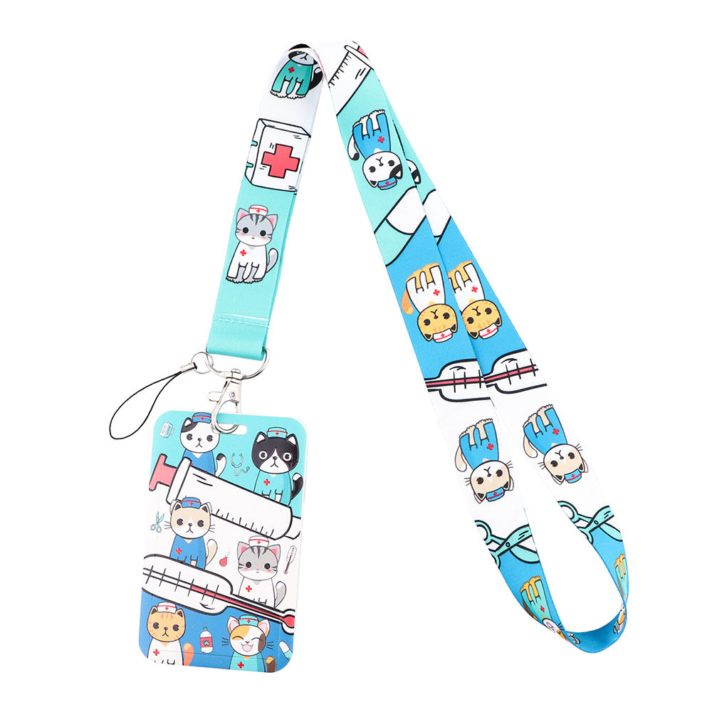 Doctor Pills Cat Mobile Phone Lanyard Card Set Combination Bus Card Factory Brand Work Medical Lanyard Campus Card Pendant