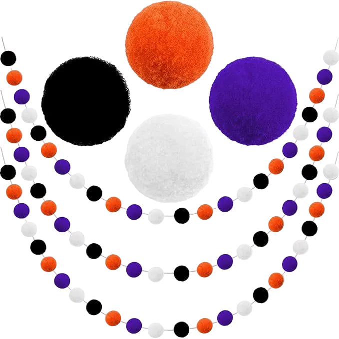 3-piece set of Halloween-themed ins-style pom-pom garlands for party
