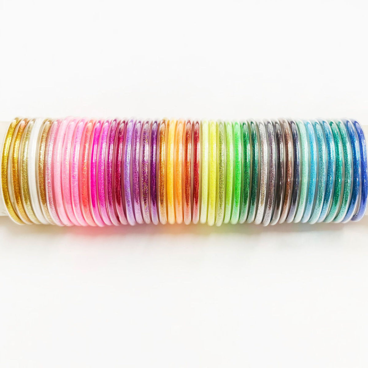 43 Colors Amazon Best-Selling 7-Layer Silicone Rainbow Glitter Bracelet Ribbon Set Women's Bow Glitter Bracelet