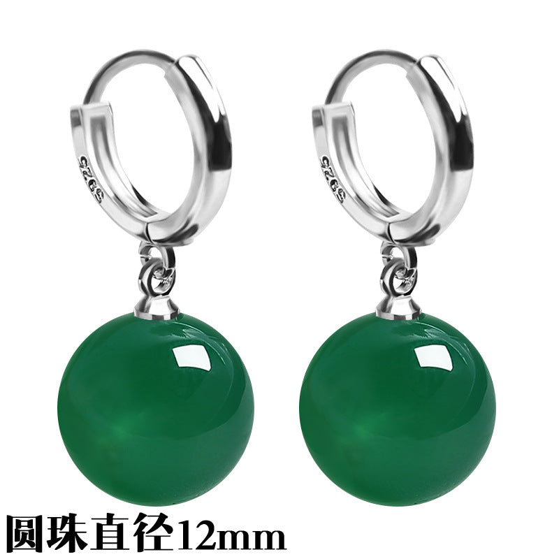 Silver-Plated Earrings Imitation 925 Natural Agate Pearl Earrings Long Female Korean Style Fashion Popular Earrings Jewelry Earrings