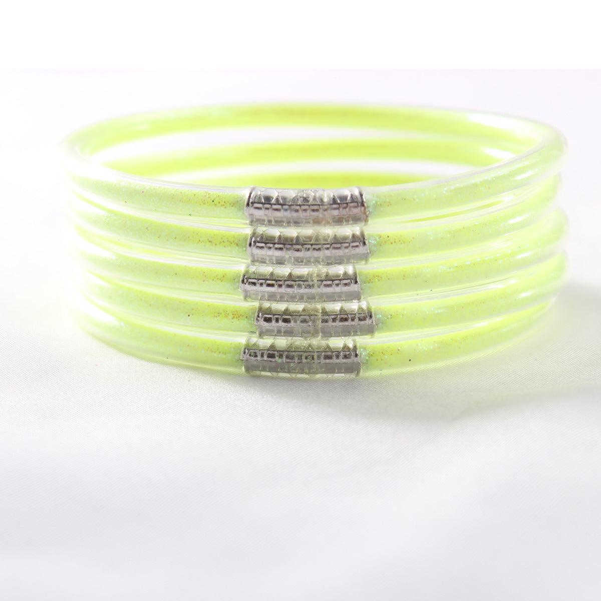5-Layer Transparent Silicone Tube Pvc Gold Powder Bracelet with Silver Stopper Style Jelly Bangle Women's Bracelet Mixed Batch