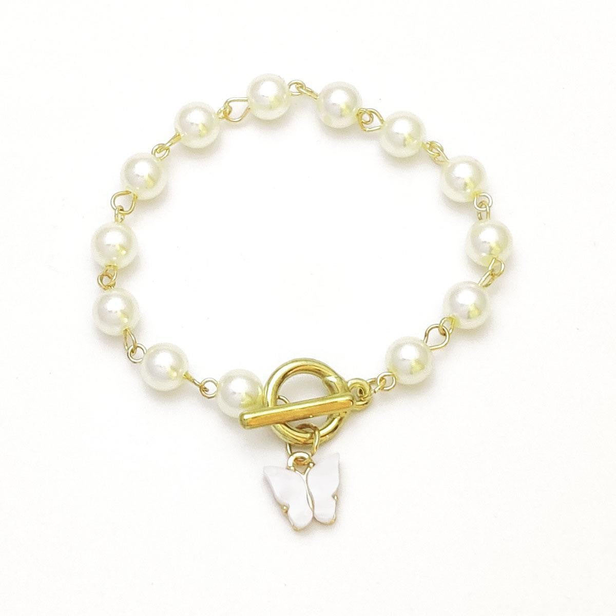 Butterfly pendant pearl bracelet women's Japanese and Korean fashion pearl bracelet