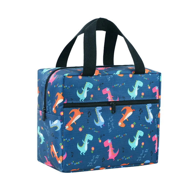 New Cartoon Color Square Oxford Cloth Aluminum Foil Thickeneded Fresh-Keeping Ice Bag Office Worker Insulated Lunch Box Bag