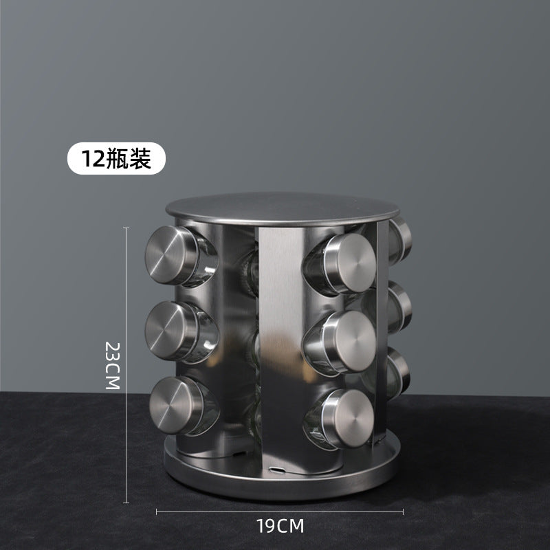 Multi-layer stainless steel rotating seasonings rack Nordic kitchen special 360 degree turntable seasonings storage rack wholesale