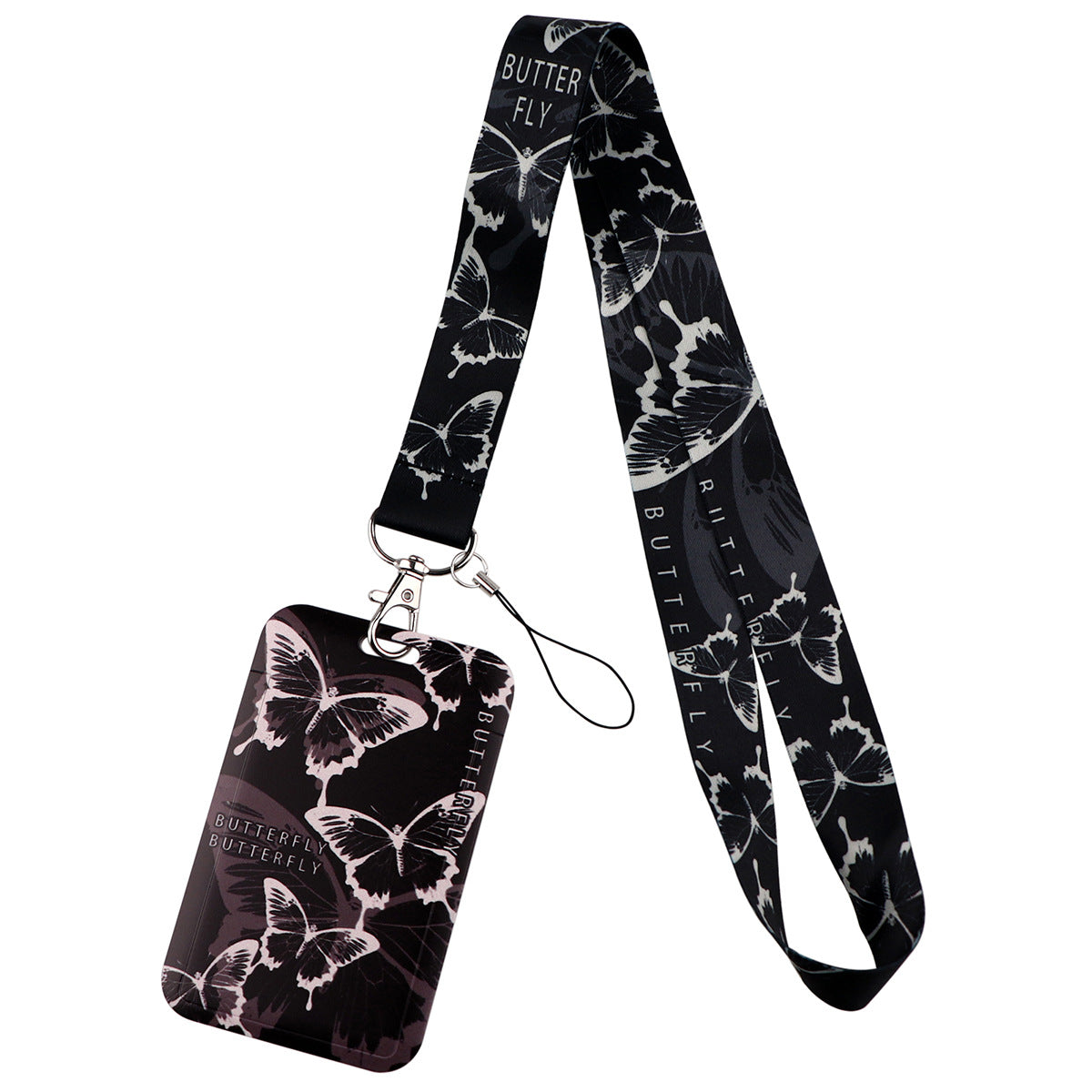 New Retro High-grade Butterfly Lanyard Card Set Ribbon Student Daily Simple Hanging  Combination Work Card Mobile Phone