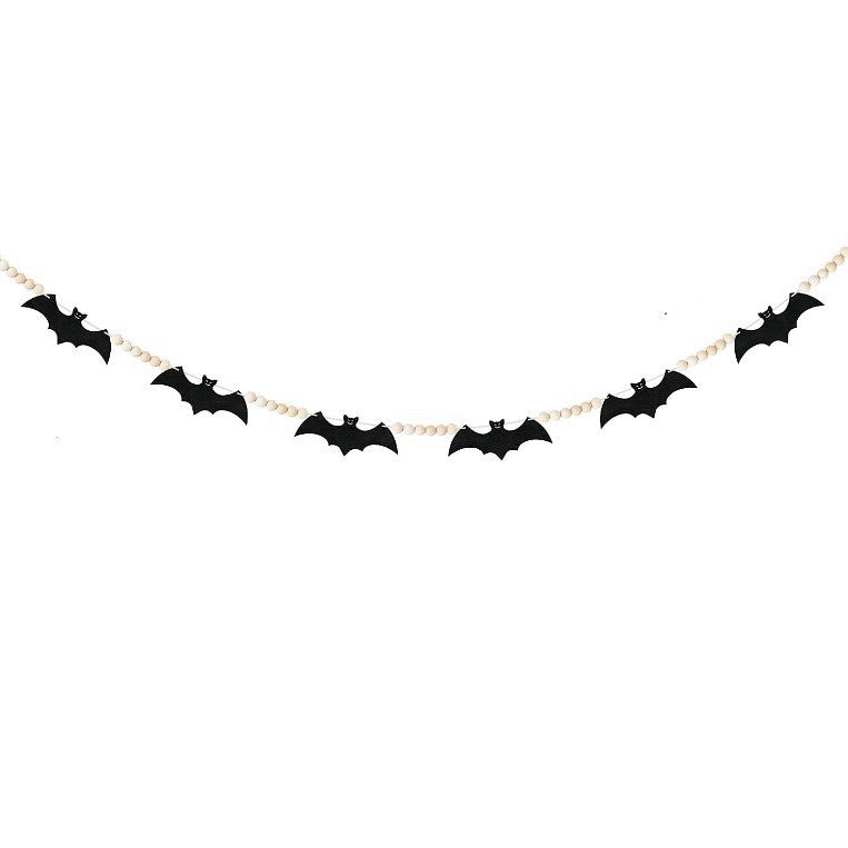 Indoor decoration felt bat wooden beads Garland for Halloween party haunted house decoration hanging ornaments