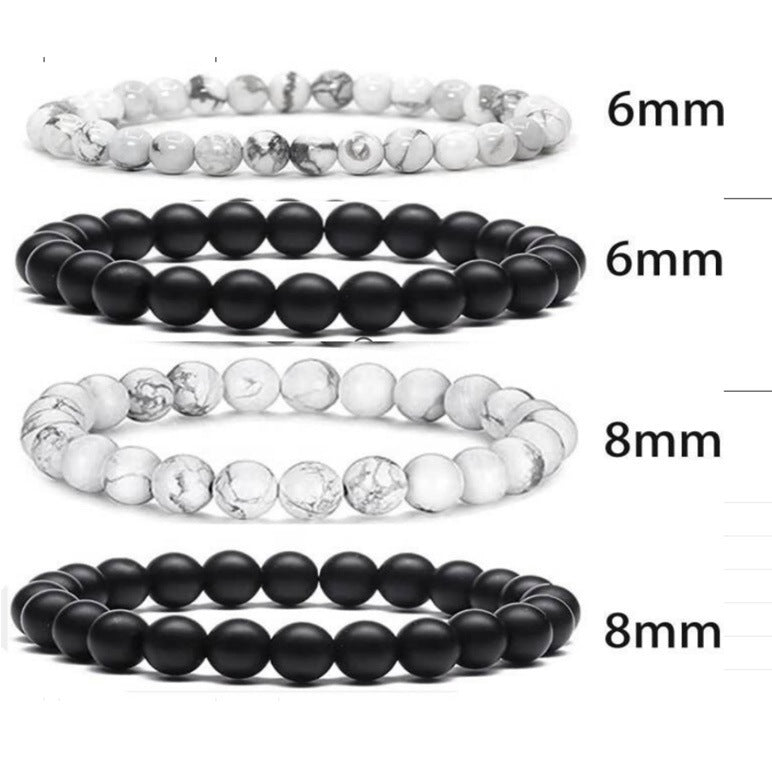 Popular Amazon European and American Men's Fashion Set, Stylish Tiger Eye Volcanic Stone Bracelet, White Pine Snowflake Bracelet, Versatile Accessories