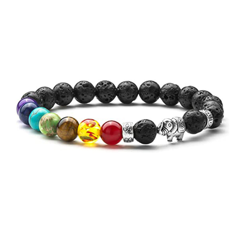 Natural Stone Animal Bracelet for Teenagers, Volcanic Stone, Tiger Eye Stone, White Turquoise, Green Turquoise, Black Frosted Stone, Gold Sand Bracelet