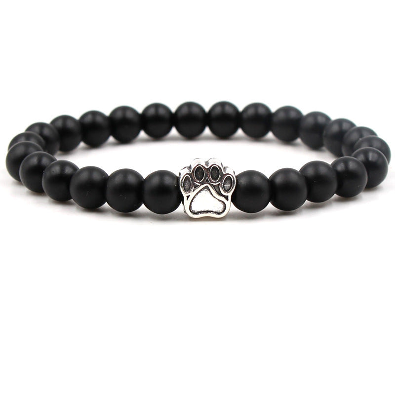 Direct manufacturer, popular on AliExpress: 8mm tiger eye stone, white turquoise, dog paw transparent elastic cord bracelet
