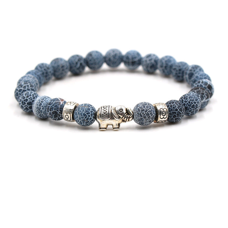 Natural Stone Animal Bracelet for Teenagers, Volcanic Stone, Tiger Eye Stone, White Turquoise, Green Turquoise, Black Frosted Stone, Gold Sand Bracelet