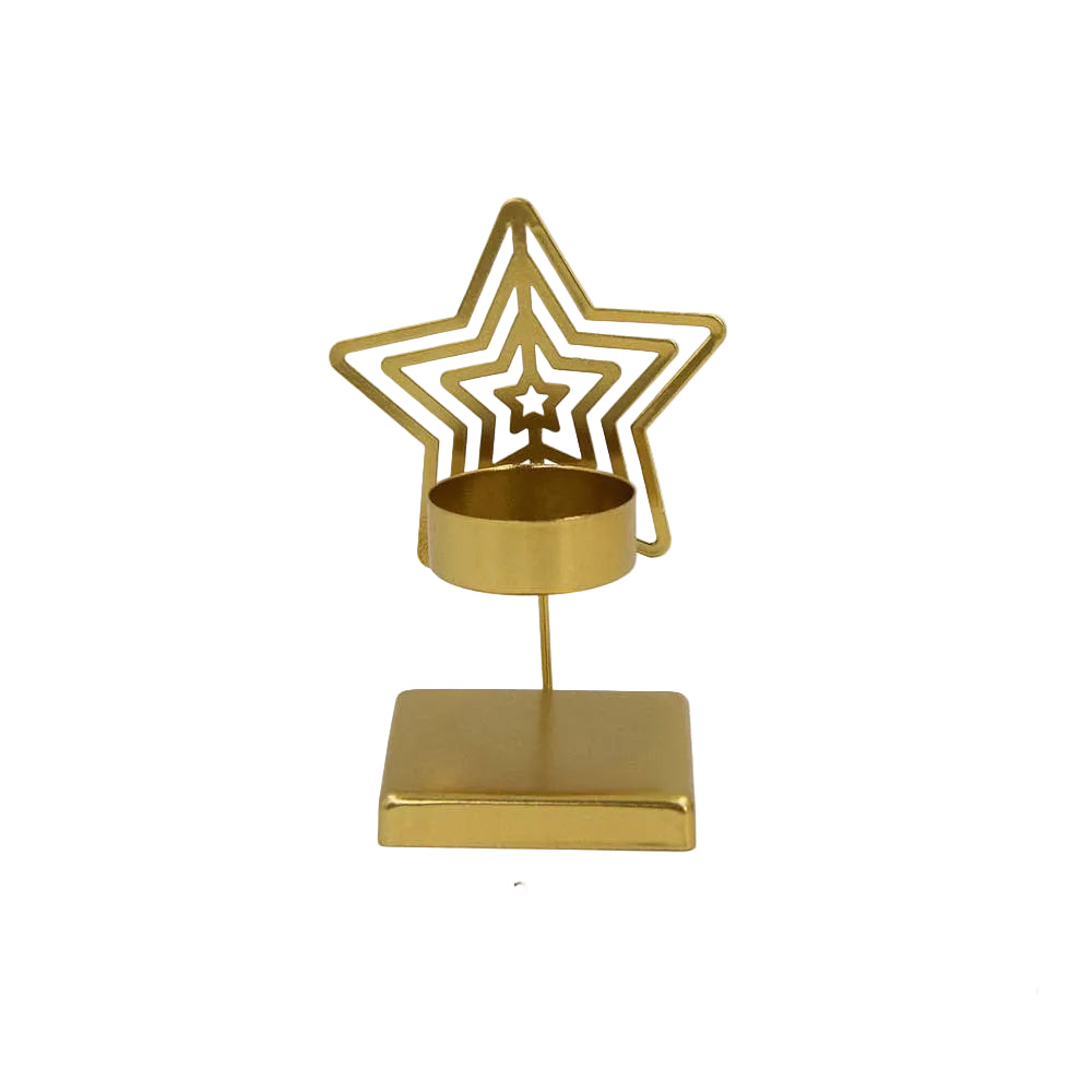 Minimalist Metal Candle Holder with Square Base and Leaf-Shaped Design