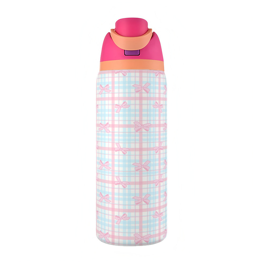 Water Cup 304 Vacuum Stainless Steel Thermos Cup Portable Satchel Straw Double Drink Sports Water Bottle for Men and Women