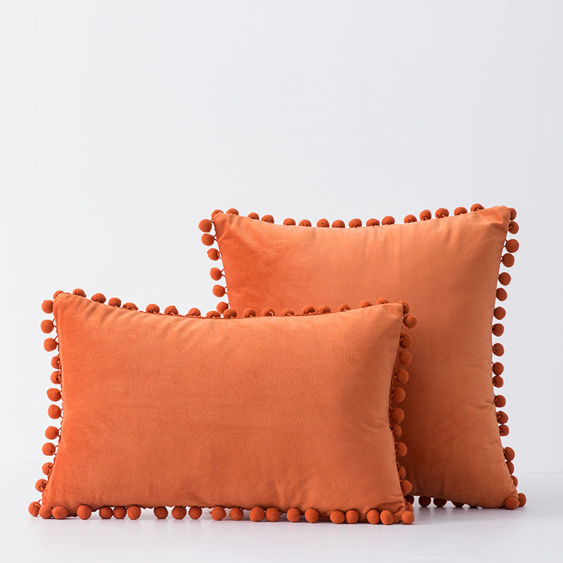 Factory in stock plain fur ball pillow modern minimalist sofa pillow bedside waist pillow cross-border delivery