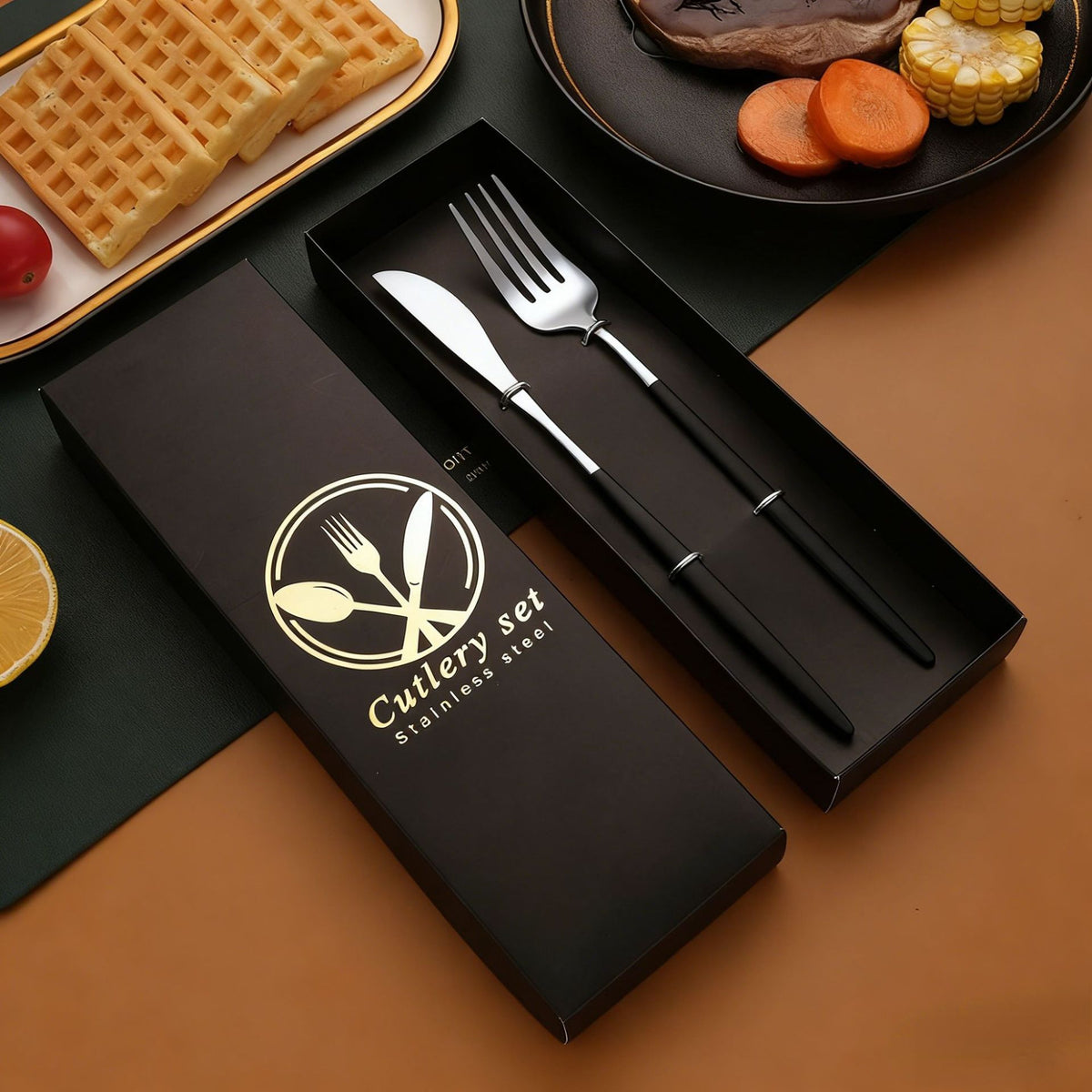 Stainless Steel Tableware Gift Box suit Portuguese Steak Knife and Fork Spoon Chopsticks Two-piece Western Tableware Gift Box
