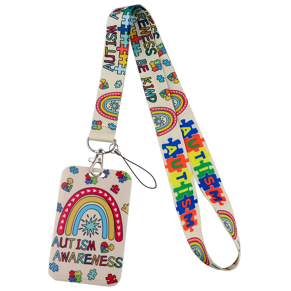 Rainbow Series Mobile Phone Hanging Rope Card Set U Disk Hanging Rope Ribbon Work Bus Listing Plastic Hard Card Set