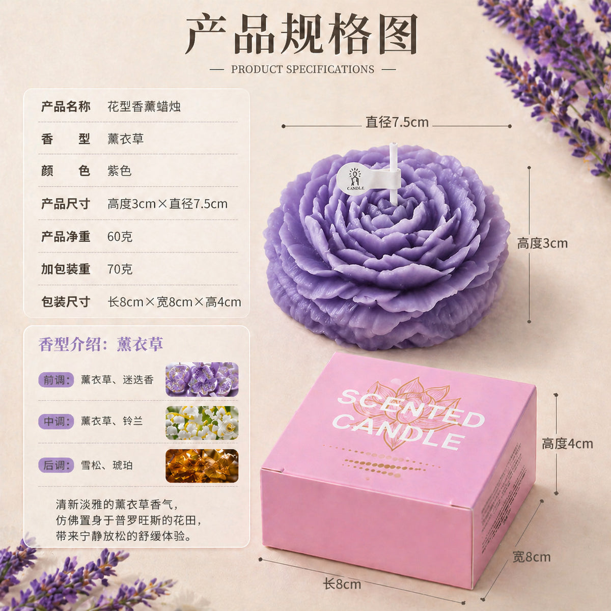 DIY Handmade Peony Flower Scented Candle Ins Home Bedroom Ornament Gift Flower Scented Candle Wholesale