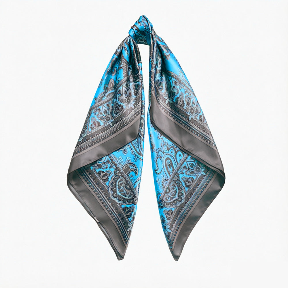 90cm Paisley Silk Scarf for Women, Trendy and Versatile, European and American Style, Imitation Silk Paisley Headscarf Wholesale