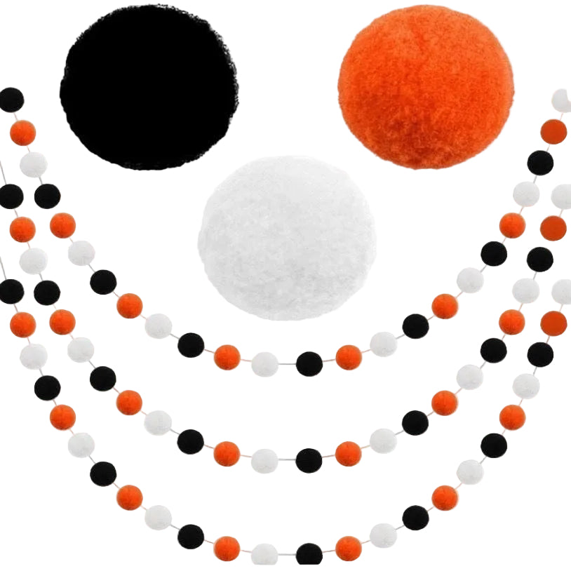 3-piece set of Halloween-themed ins-style pom-pom garlands for party