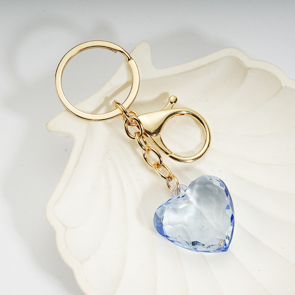 Transparent Heart-Shaped Imitation Crystal Acrylic Peach Heart Pendant Keychain Heart-Shaped Bag Charm