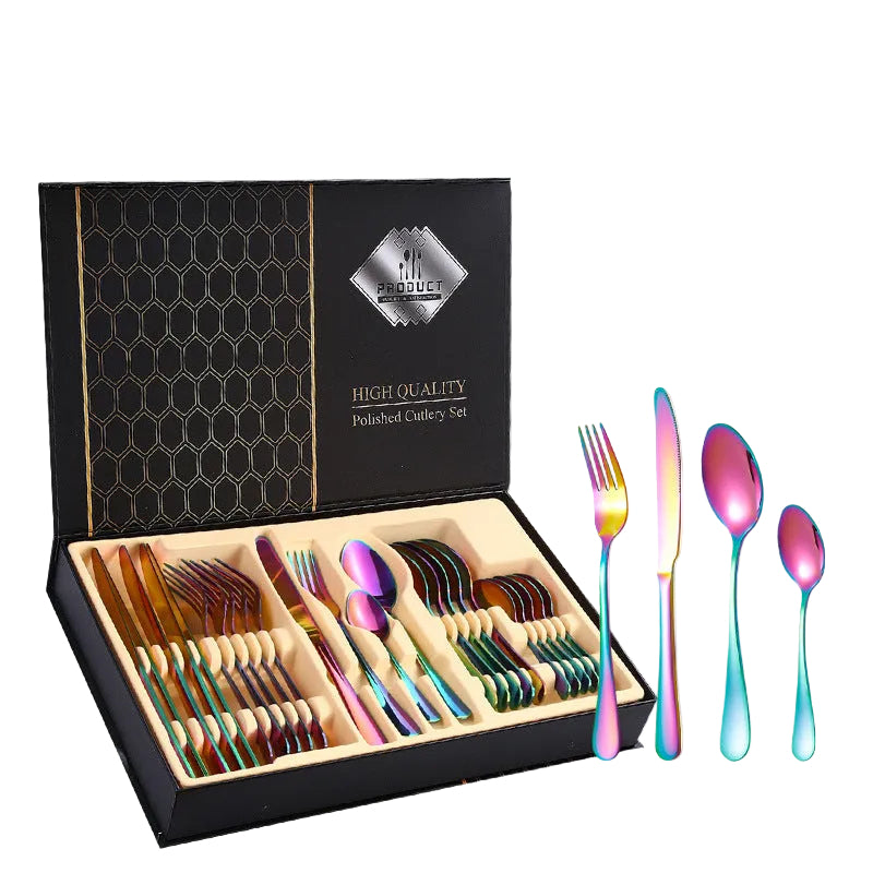 Stainless steel  24 pieces suit Western steak knife fork spoon gift box tableware suit
