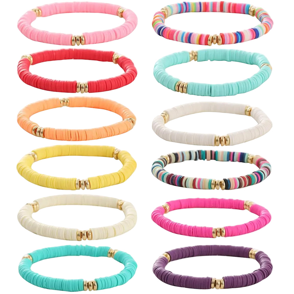 12 Pieces Taylor Friendship  6mm Beach  Women's Soft Pottery Bracelet Couple Jewelry