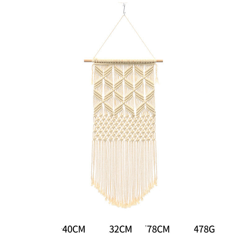 Bohemian Hand-Woven Cotton Rope Tapestry White Cotton Decorative Tapestry Amazon Bedroom Home Retro Style