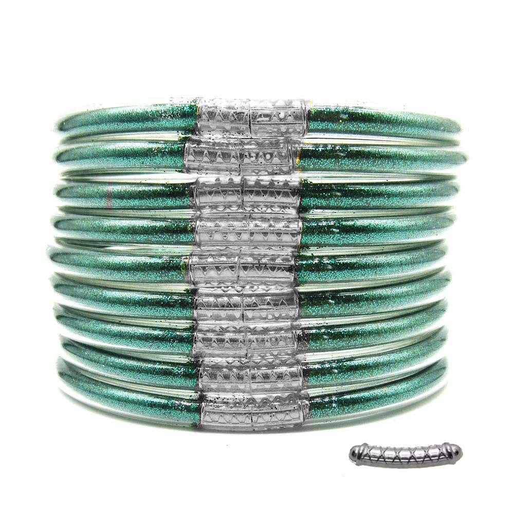 Cross-Border Hot-Selling 9-Layer Pvc Silicone Tube Gold Powder Bracelet Jelly Bangles Women's Bracelet Mixed Batch
