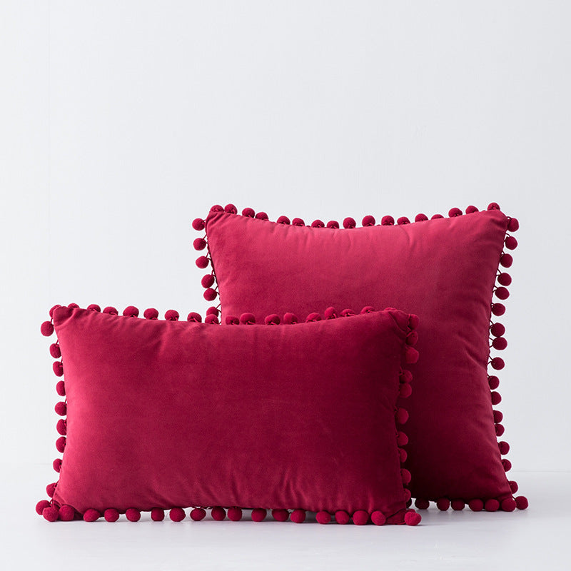 Factory in stock plain fur ball pillow modern minimalist sofa pillow bedside waist pillow cross-border delivery