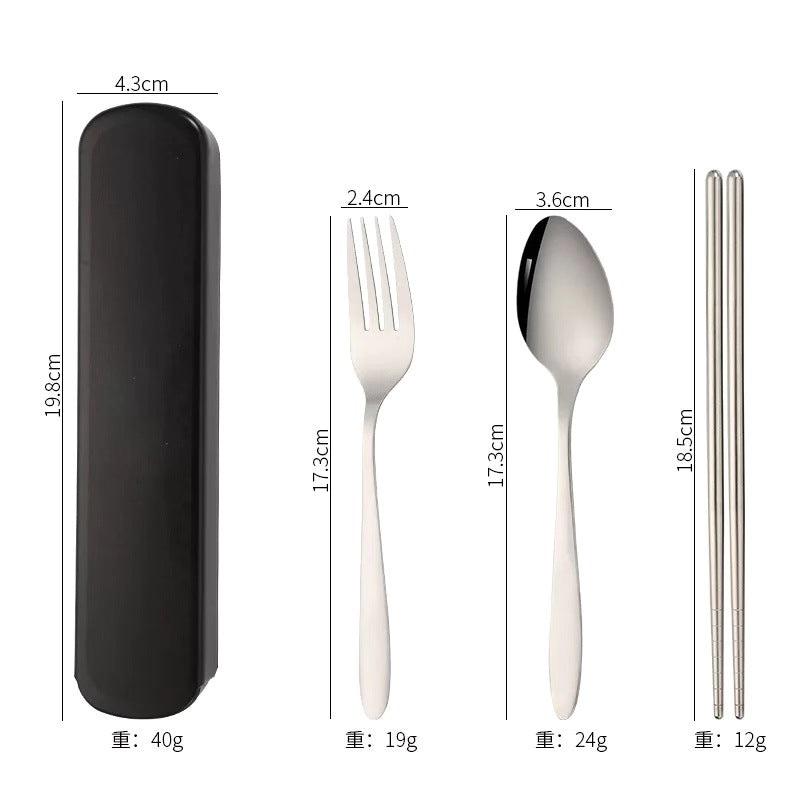 stainless steel chopsticks spoon Fork three-piece tableware affordable student gift outdoor LOGO tableware set Wholesale